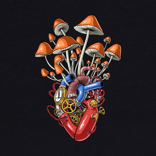 Magic Mushrooms Steampunk Heart by underheaven